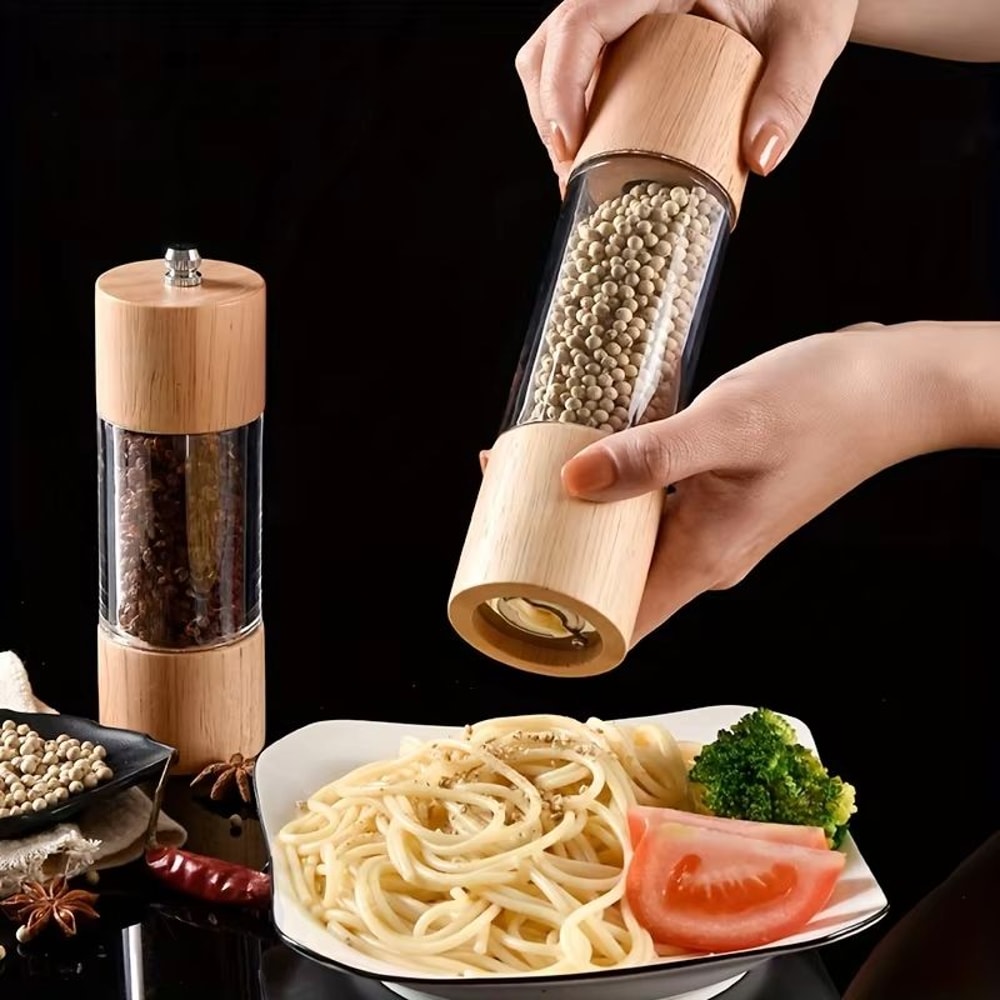 KEMORELA Premium Acrylic Salt And Pepper Grinder Set With Adjustable Wooden Shakers 1