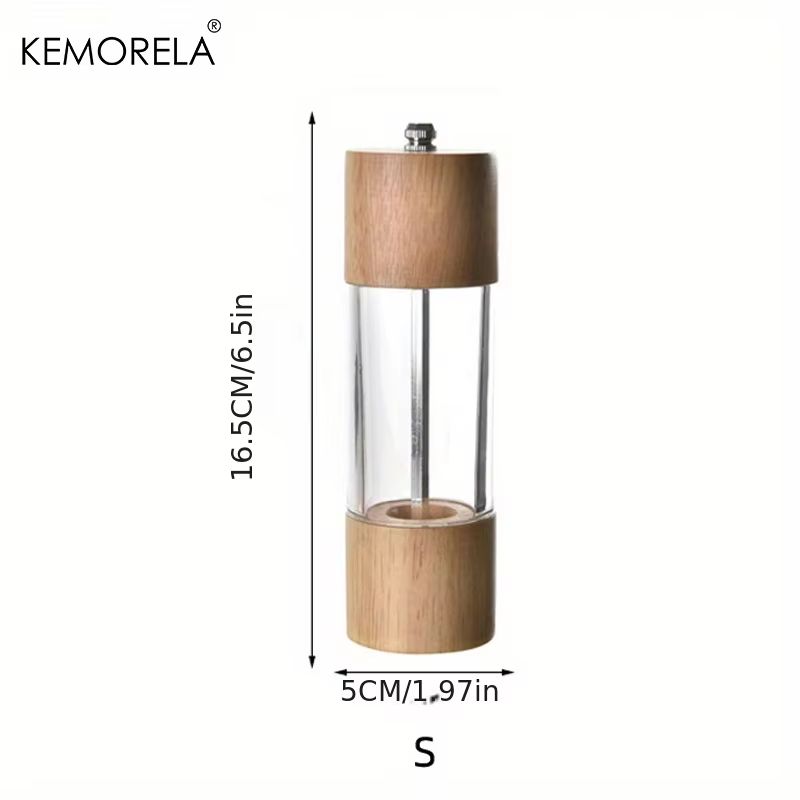 KEMORELA Premium Acrylic Salt And Pepper Grinder Set With Adjustable Wooden Shakers 6