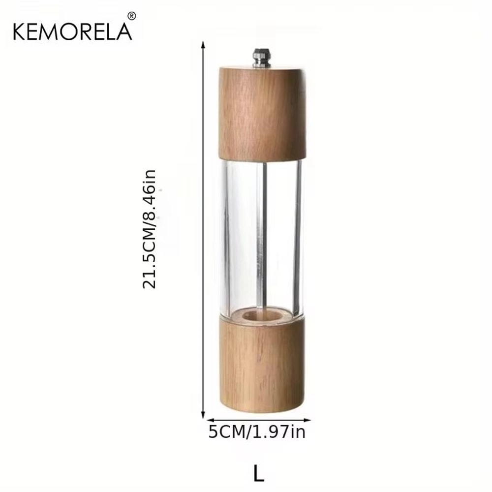 KEMORELA Premium Acrylic Salt And Pepper Grinder Set With Adjustable Wooden Shakers 7