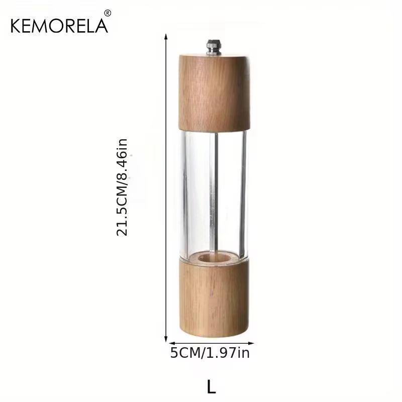 KEMORELA Premium Acrylic Salt And Pepper Grinder Set With Adjustable Wooden Shakers 7