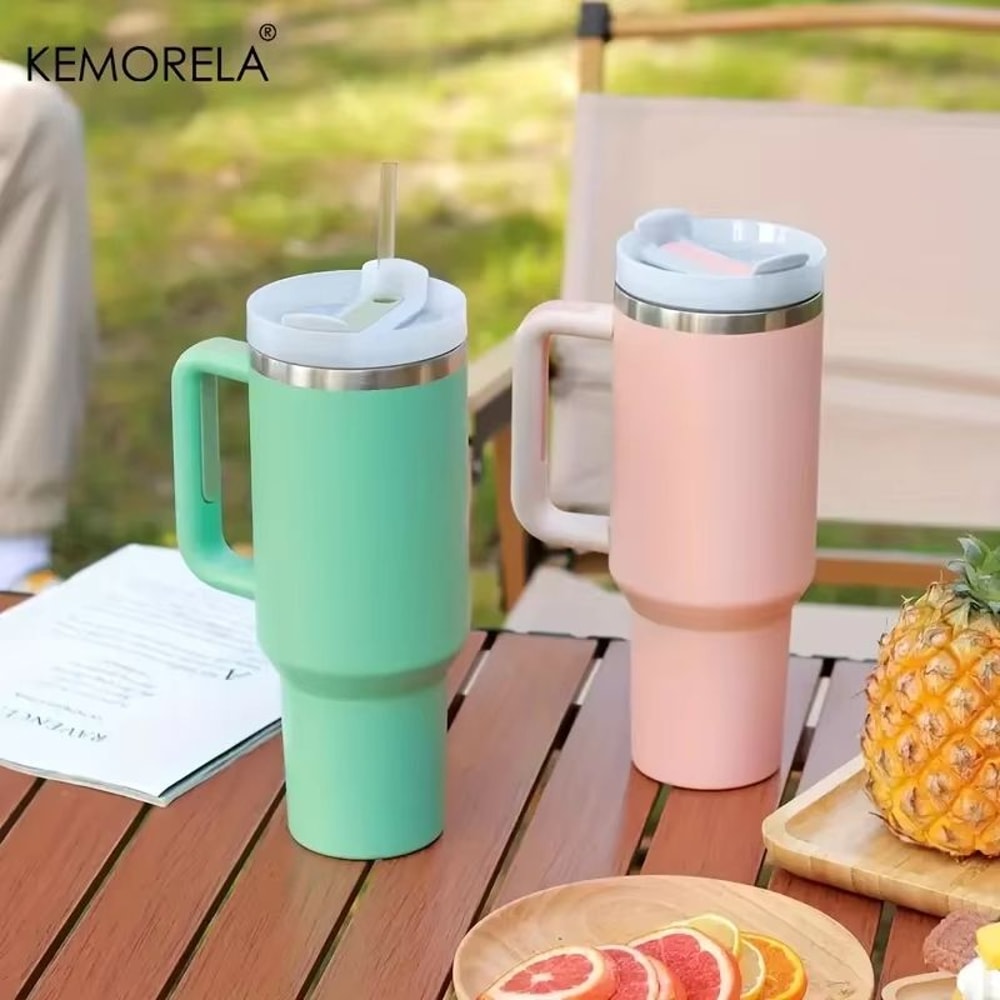 4058 Fl Oz Stainless Steel Insulated Water Bottle With Handle And Straw For Hot And Cold Drinks 5