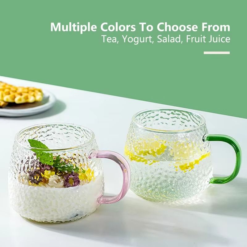 1353 Fl Oz Hammer Pattern Heat Resistant Glass Coffee Mug With Handle 2