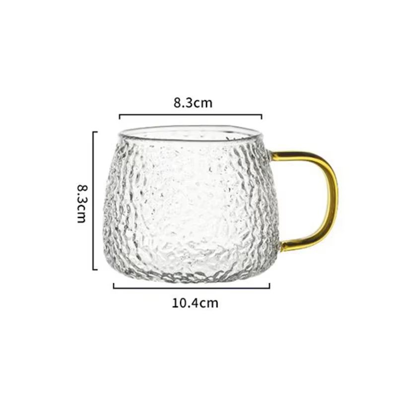 1353 Fl Oz Hammer Pattern Heat Resistant Glass Coffee Mug With Handle 5