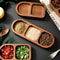 Solid Wood Divided Serving Tray 2 Or 3 Compartments Condiment And Snack Plate For Sauces Sushi Brea 4