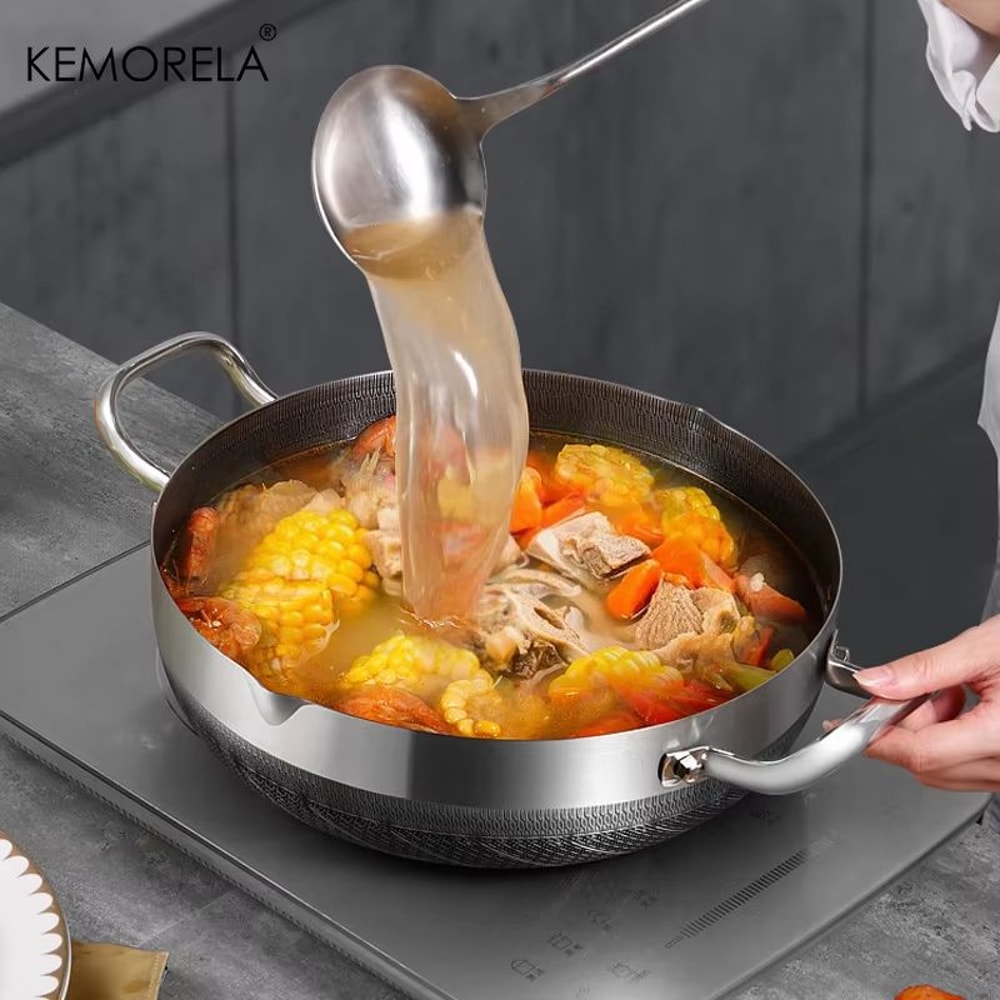 NonStick Stainless Steel Frying Pan With Lid 102411021181 In Honeycomb Bottom For Induction Gas 2