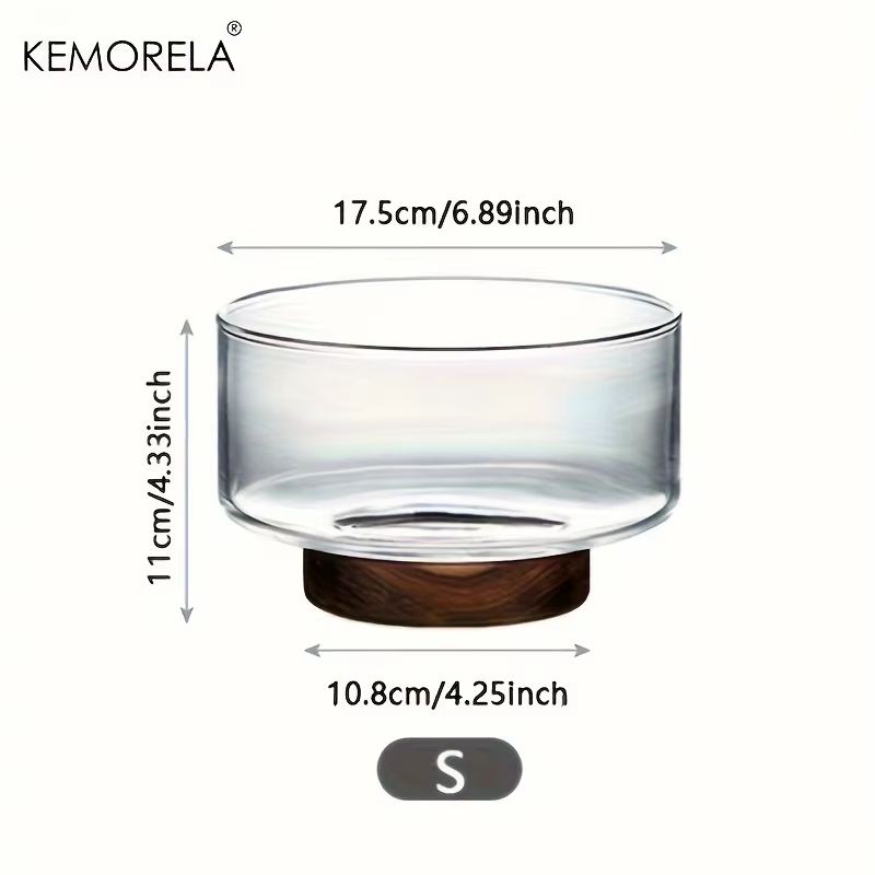 Large Clear Glass Bowl With Wooden Base Fruit Salad Snack And Popcorn Serving Bowl 6