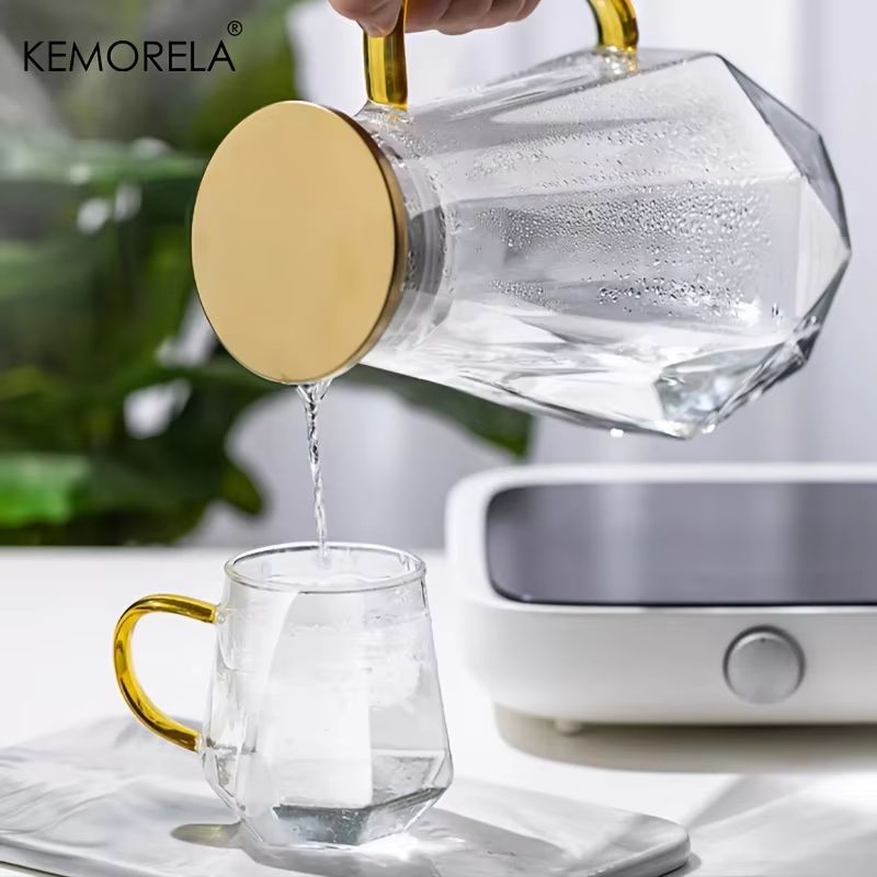 Diamond Texture Glass Teapot And Carafe Set HeatResistant Transparent Pitcher For Hot And Cold Dri 4