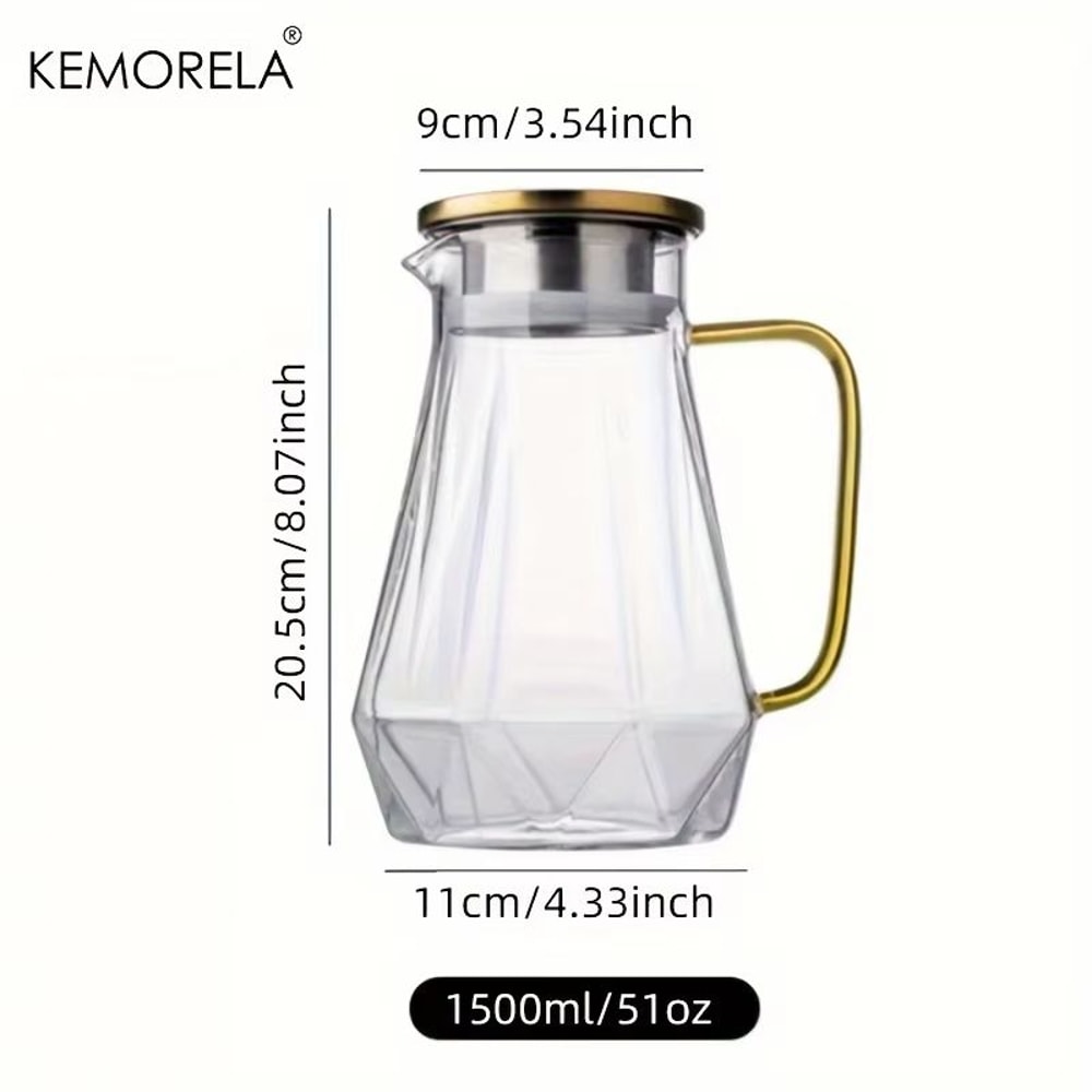 Diamond Texture Glass Teapot And Carafe Set HeatResistant Transparent Pitcher For Hot And Cold Dri 6
