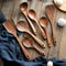 Wooden Kitchen Utensil Set With Holder Spatulas Spoons Salad Fork And Stirring Tools For Cooking A 10
