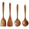 Wooden Kitchen Utensil Set With Holder Spatulas Spoons Salad Fork And Stirring Tools For Cooking A 7