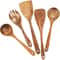 Wooden Kitchen Utensil Set With Holder Spatulas Spoons Salad Fork And Stirring Tools For Cooking A 8