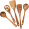 Wooden Kitchen Utensil Set With Holder Spatulas Spoons Salad Fork And Stirring Tools For Cooking A 8