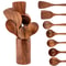 Wooden Kitchen Utensil Set With Holder Spatulas Spoons Salad Fork And Stirring Tools For Cooking A 11