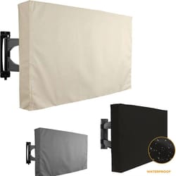 beige weatherproof outdoor tv cover for 32–65 in tvs, dustproof and screen-protective patio cover