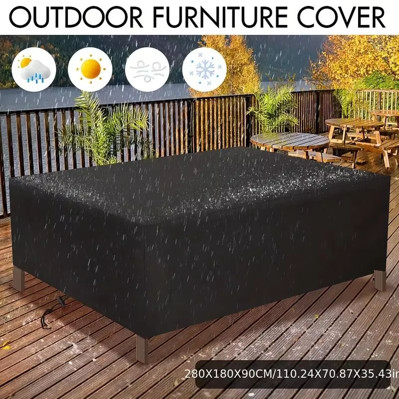 Waterproof 210D Oxford Outdoor Furniture Cover For Patio Sofa And Garden Sets BlackSilver 2