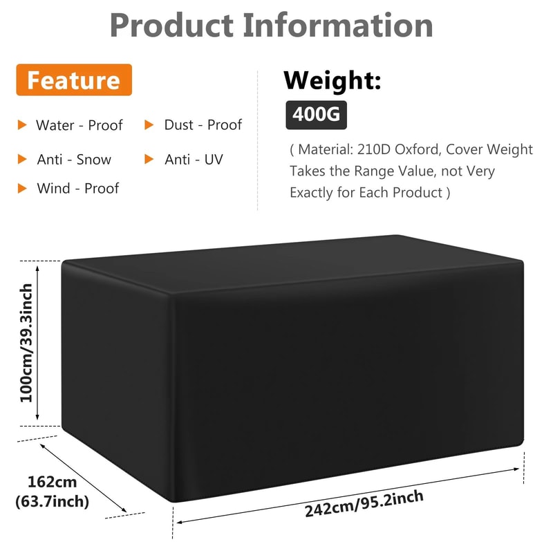 Heavy Duty Waterproof Rectangular Patio Furniture Cover For Outdoor Sofa Table And Chair Sets Rain 3