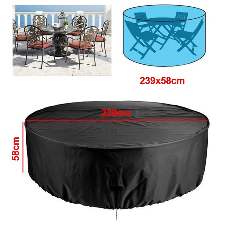 Waterproof Round Patio Table Cover Multiple Sizes Outdoor Garden Furniture Protector For Table And 1
