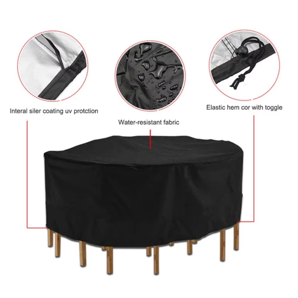 Waterproof Round Patio Table Cover Multiple Sizes Outdoor Garden Furniture Protector For Table And 4