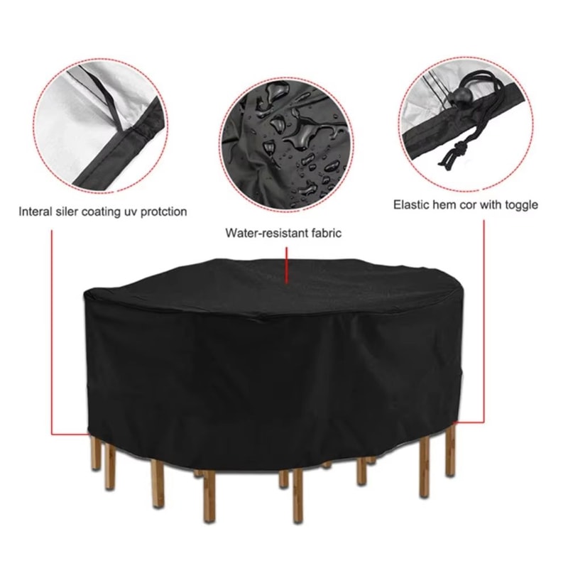 Waterproof Round Patio Table Cover Multiple Sizes Outdoor Garden Furniture Protector For Table And 4