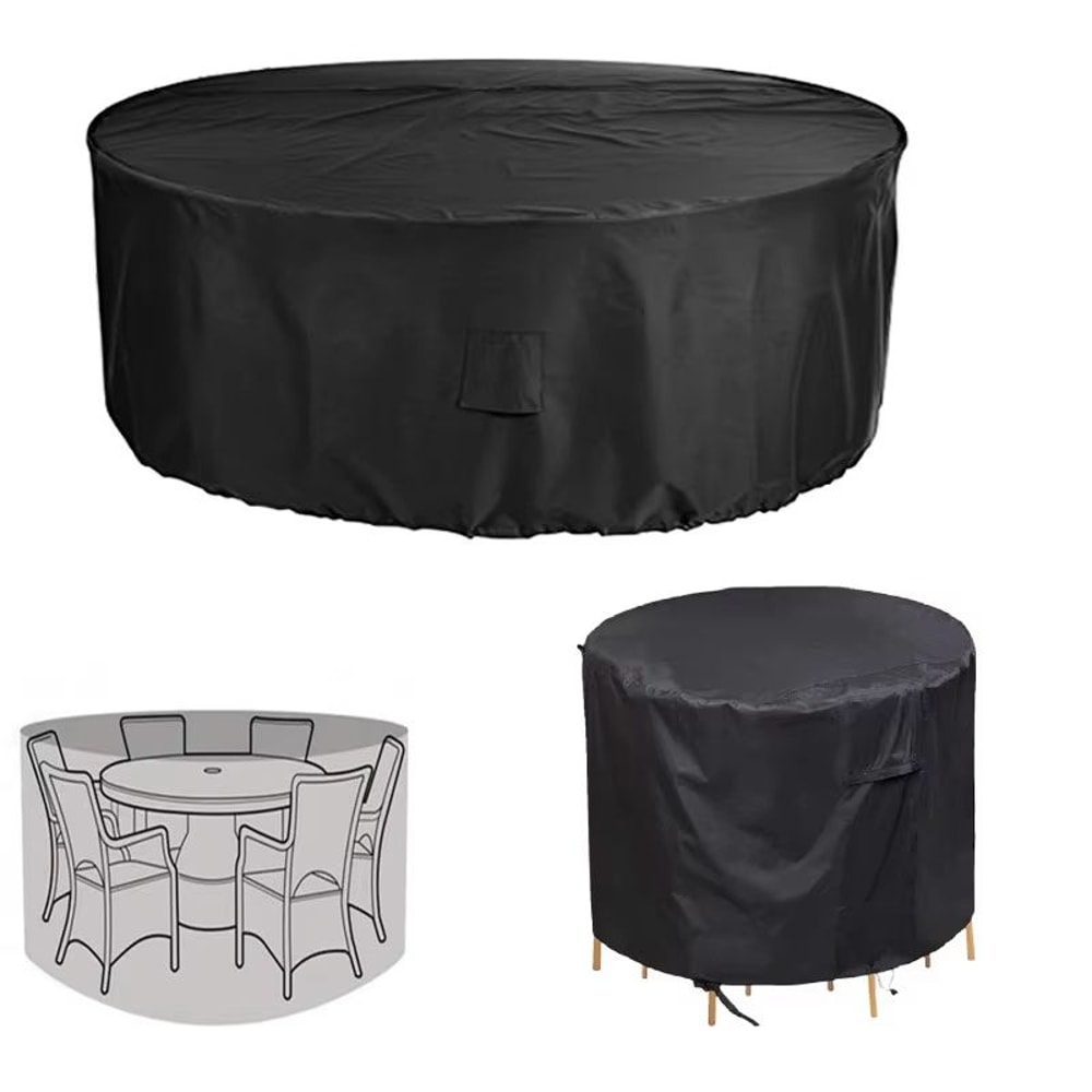 Waterproof Round Patio Table Cover Multiple Sizes Outdoor Garden Furniture Protector For Table And 6