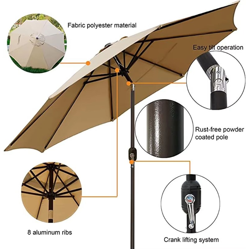 Rainproof Patio Umbrella Replacement Canopy UV Sunshade Cloth For Outdoor Umbrella Frame 4