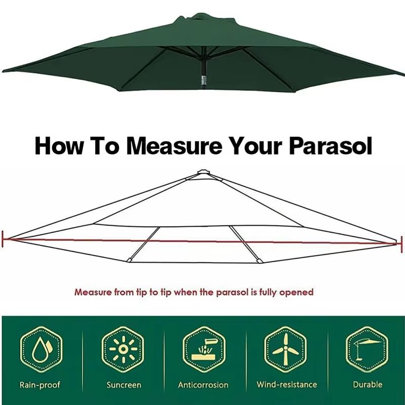 Rainproof Patio Umbrella Replacement Canopy UV Sunshade Cloth For Outdoor Umbrella Frame 5