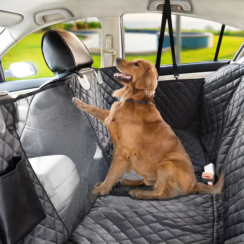 Waterproof Dog Car Hammock Back Seat Cover With Safety Belt For SUVs Trucks And Cars 2
