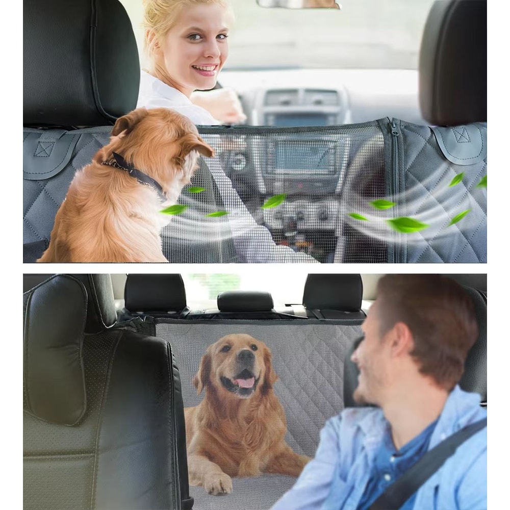 Waterproof Dog Car Hammock Back Seat Cover With Safety Belt For SUVs Trucks And Cars 3