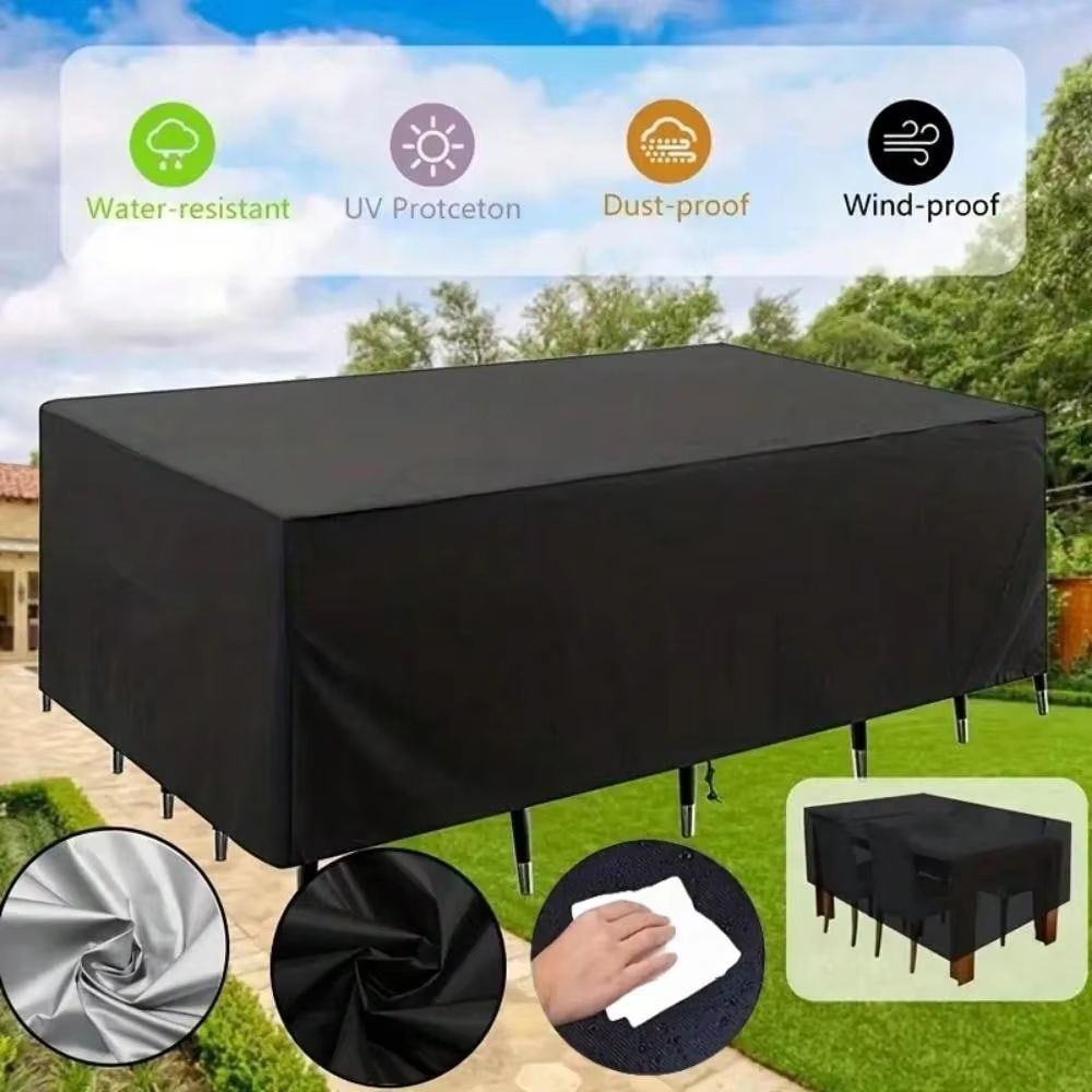 Heavy Duty Rectangular Waterproof Patio Table Cover For Outdoor Dining Table And Chair Sets CanvasS 1