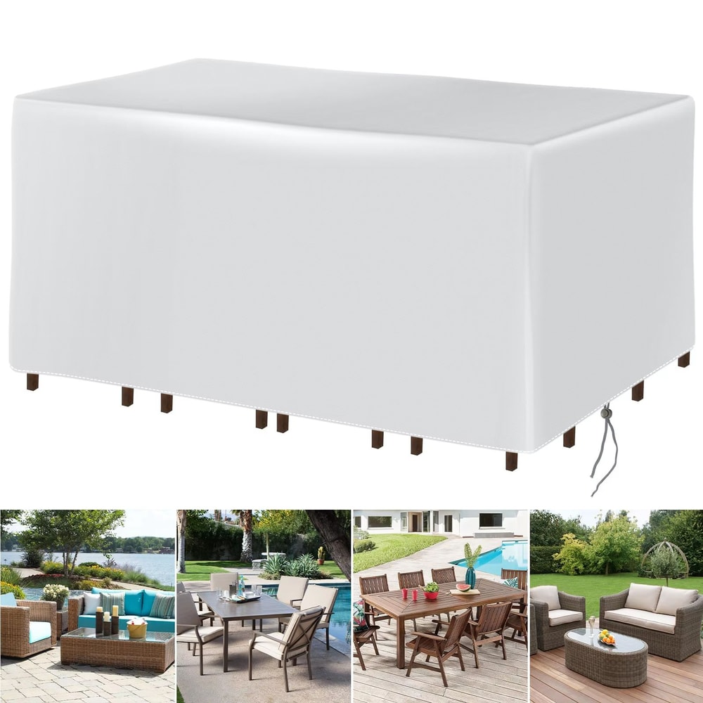 Heavy Duty Rectangular Waterproof Patio Table Cover For Outdoor Dining Table And Chair Sets CanvasS 6
