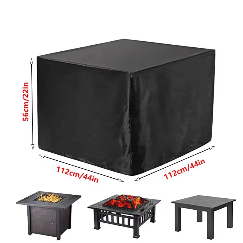 Square 210T Waterproof Fire Pit Cover UV Fade Resistant Outdoor Fire Pit Table Protector 10