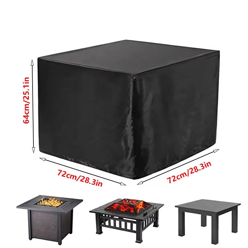 Square 210T Waterproof Fire Pit Cover UV Fade Resistant Outdoor Fire Pit Table Protector 7