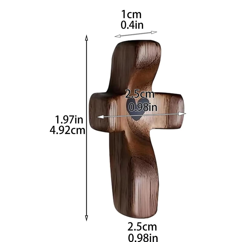 Wooden Handheld Pocket Cross With Heart Cutout Stress Relief Palm Cross And Encouragement Gift 5