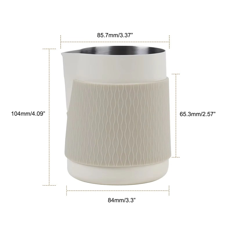 IKAPE Espresso Milk Pitcher V3 17 Fl Oz Frothing Jug Without Handle Sharp Spout Professional Steam 9