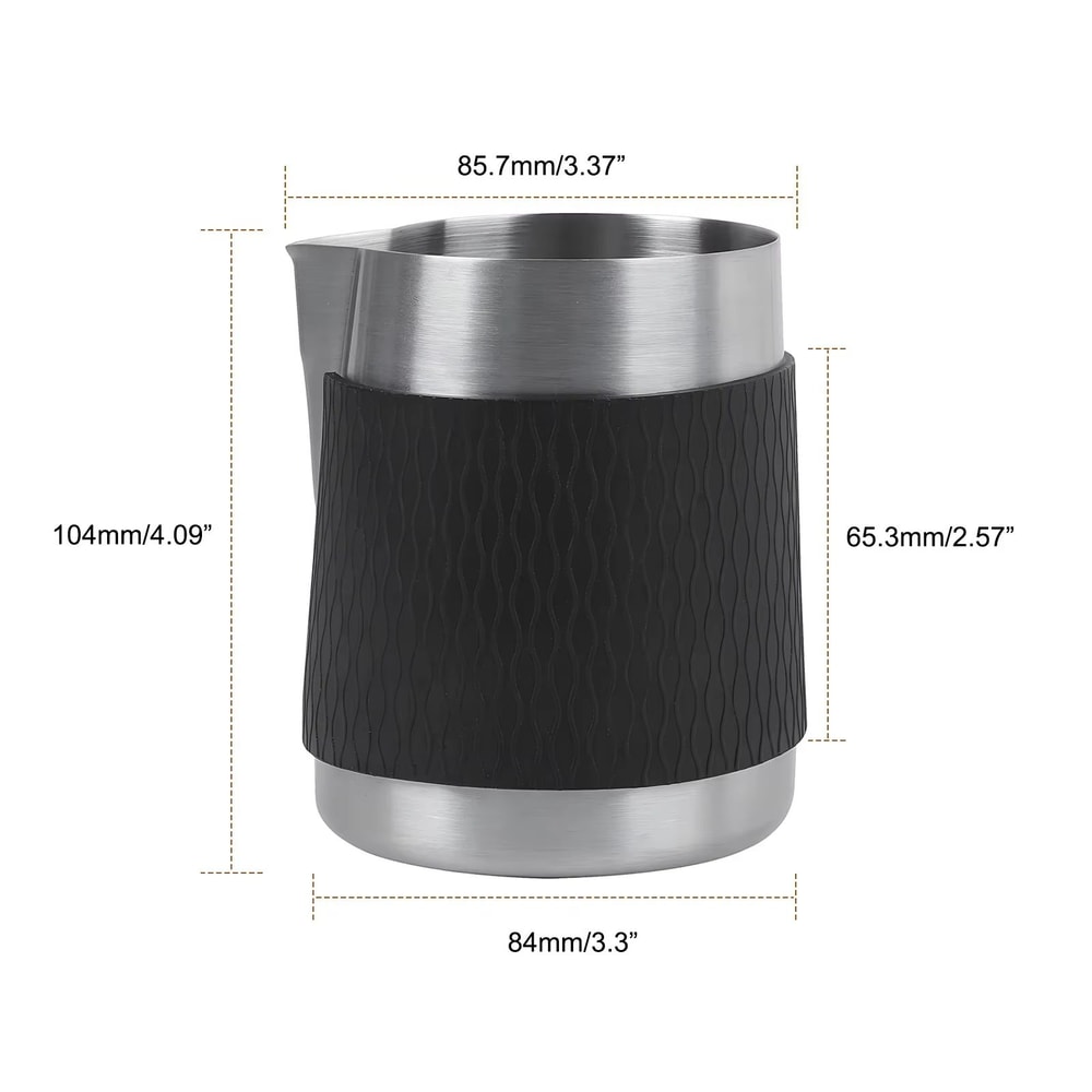 IKAPE Espresso Milk Pitcher V3 17 Fl Oz Frothing Jug Without Handle Sharp Spout Professional Steam 6