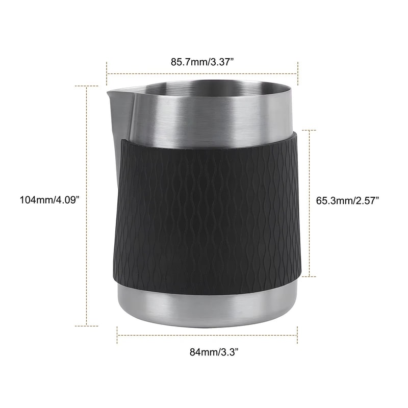 IKAPE Espresso Milk Pitcher V3 17 Fl Oz Frothing Jug Without Handle Sharp Spout Professional Steam 6