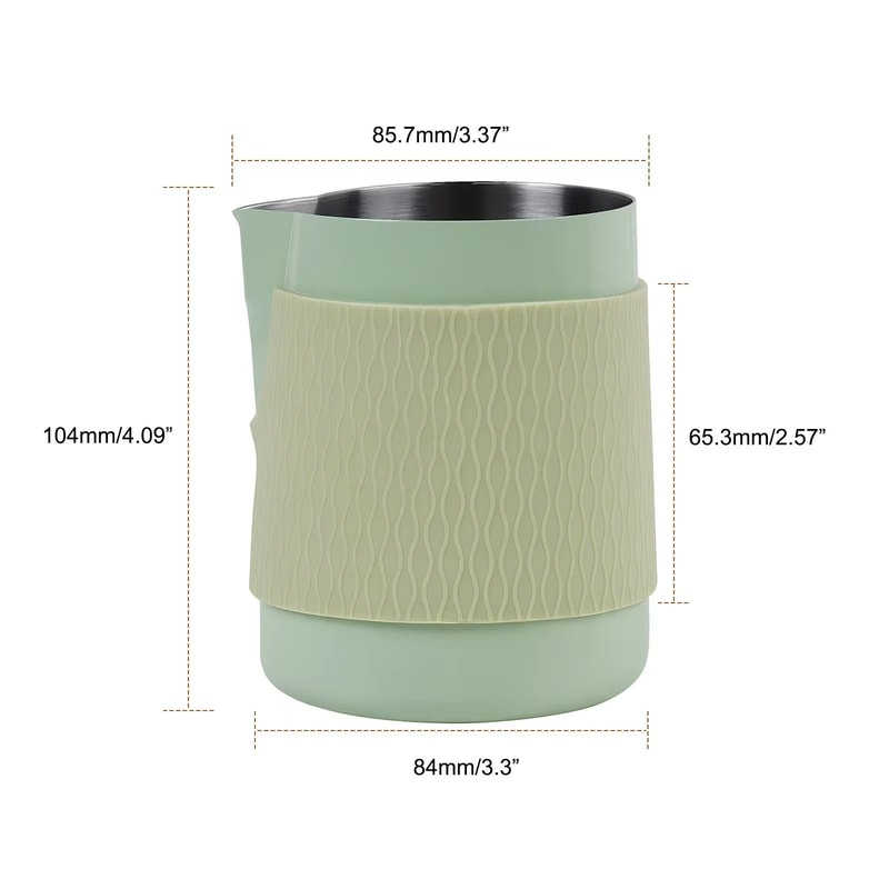 IKAPE Espresso Milk Pitcher V3 17 Fl Oz Frothing Jug Without Handle Sharp Spout Professional Steam 7