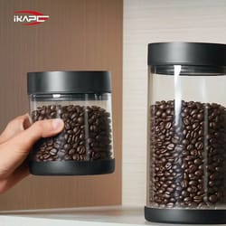ikape coffee beans vacuum sealed tank with electric digital display – smart coffee storage canister