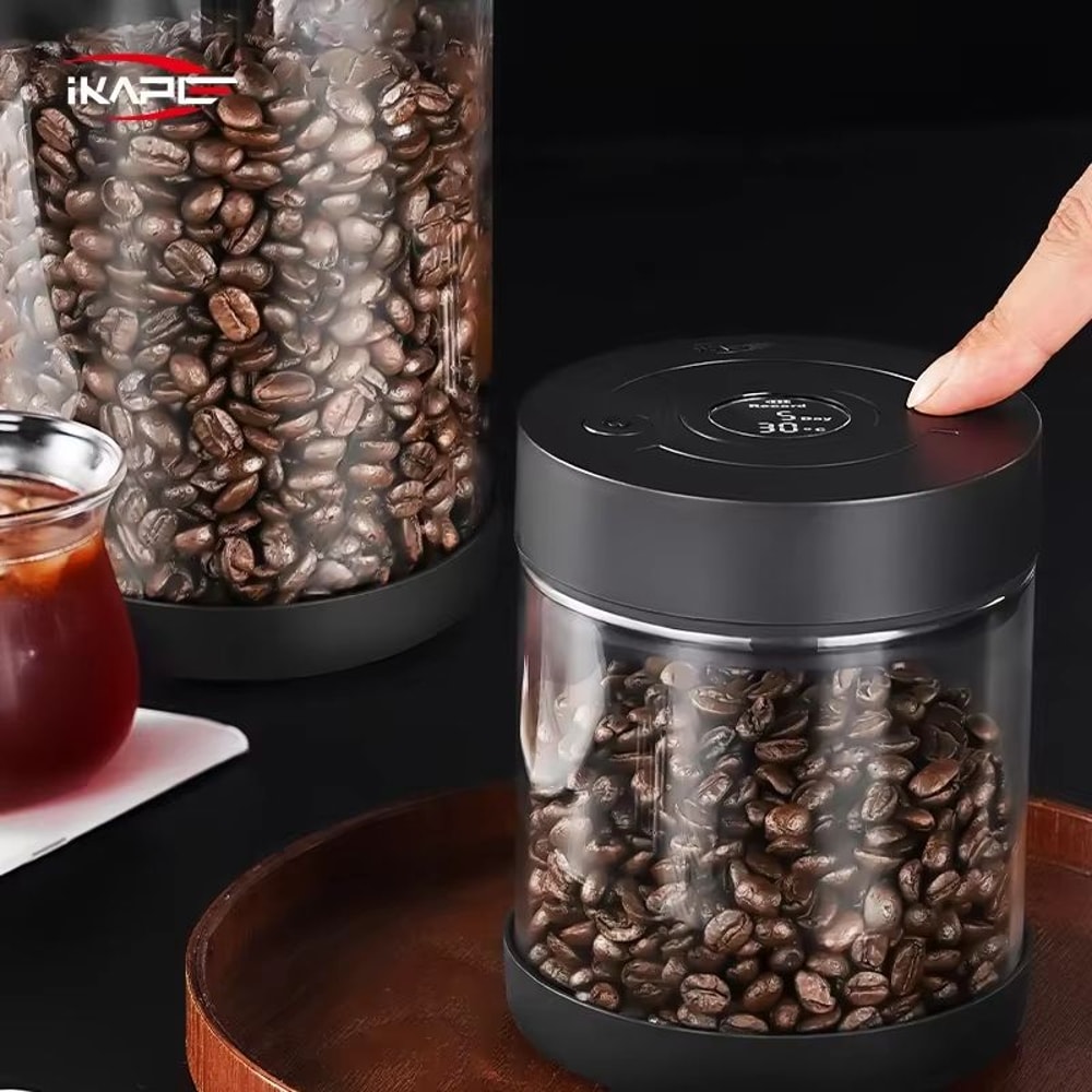 IKAPE Coffee Beans Vacuum Sealed Tank With Electric Digital Display Smart Coffee Storage Canister 3