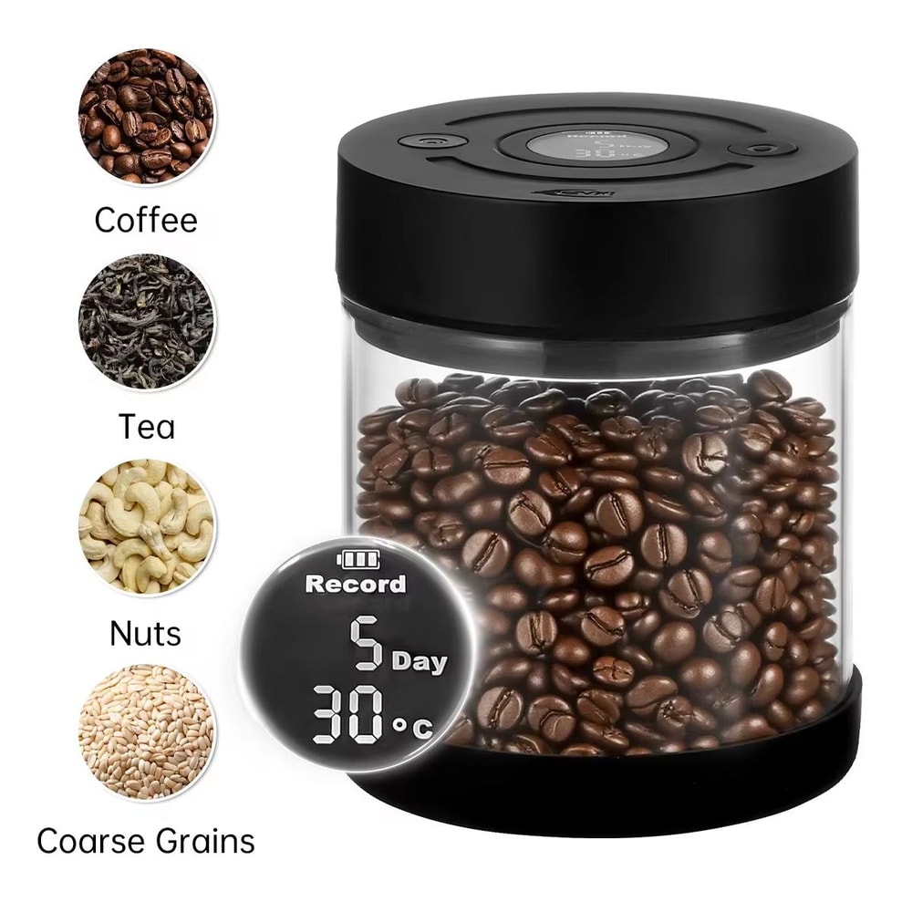 IKAPE Coffee Beans Vacuum Sealed Tank With Electric Digital Display Smart Coffee Storage Canister 4