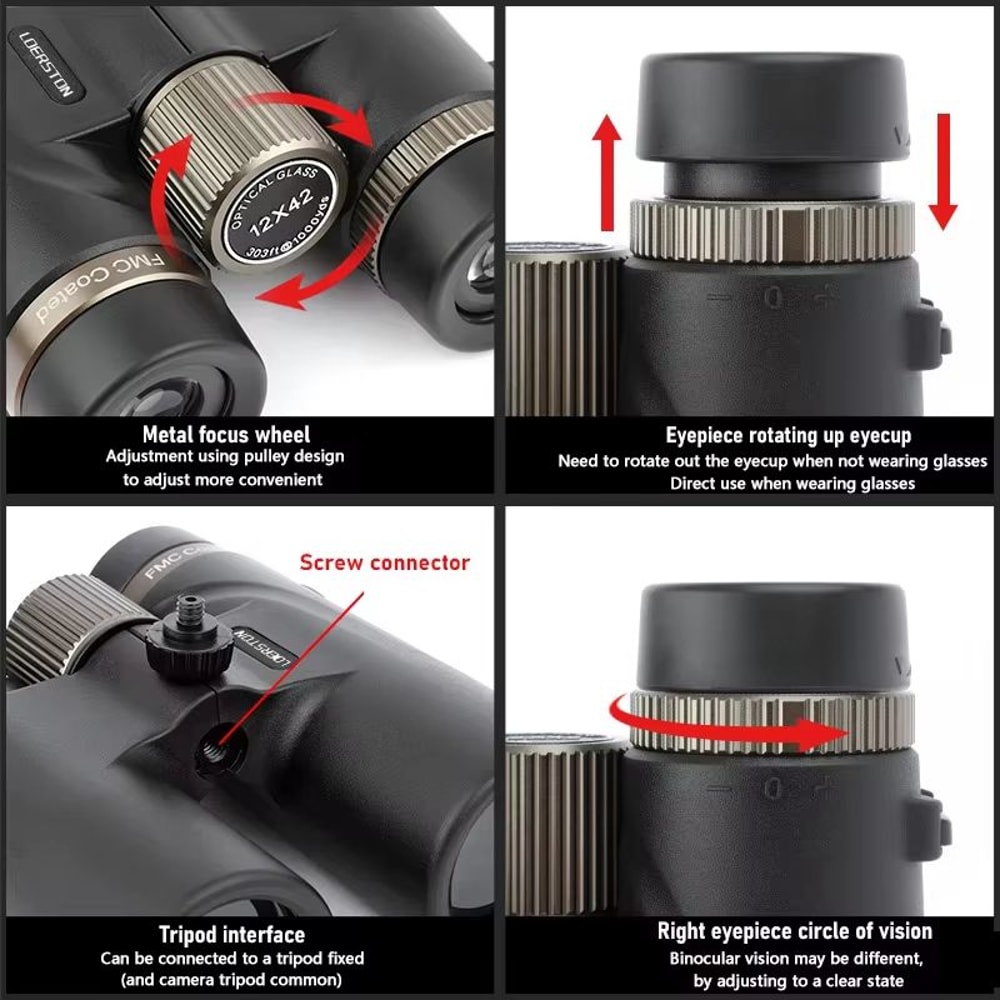 12x42 HD Binoculars With BAK4 Prism For Outdoor Hunting Birdwatching 2