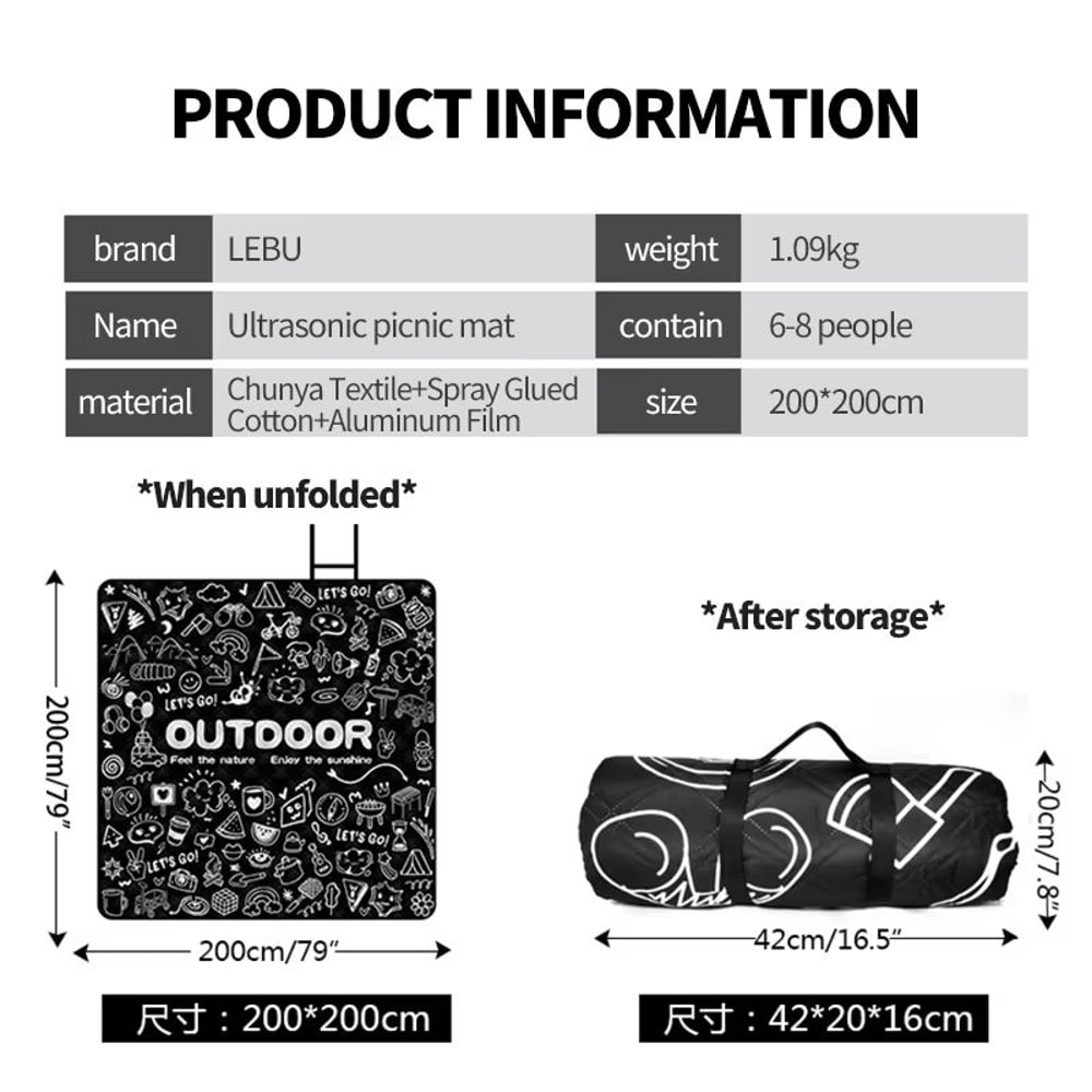 Waterproof Outdoor Camping Picnic Mat With Aluminum Film Base 4