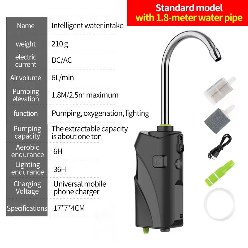 Outdoor USB Portable Fishing Oxygen Pump With Intelligent Sensor And LED Light 5