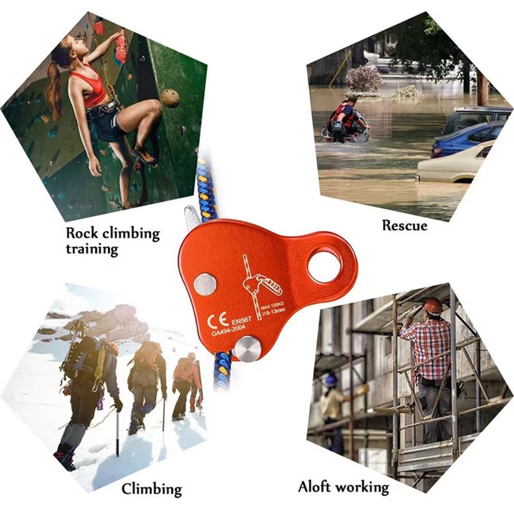 Outdoor Portable Climbing Ascender Rope Grip Belay Device For 813 MM Rope 5