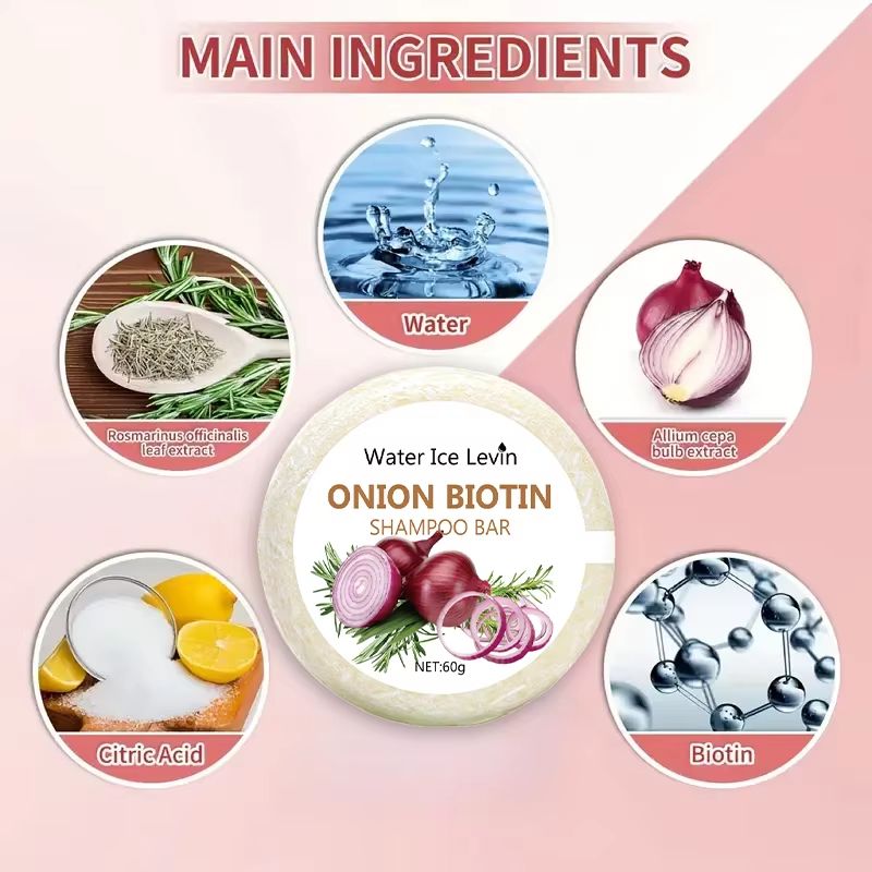 HerbaBoost Onion Biotin Shampoo Soap 212 Oz Moisturizing Smoothing Rosemary Extract Hair Bar 3