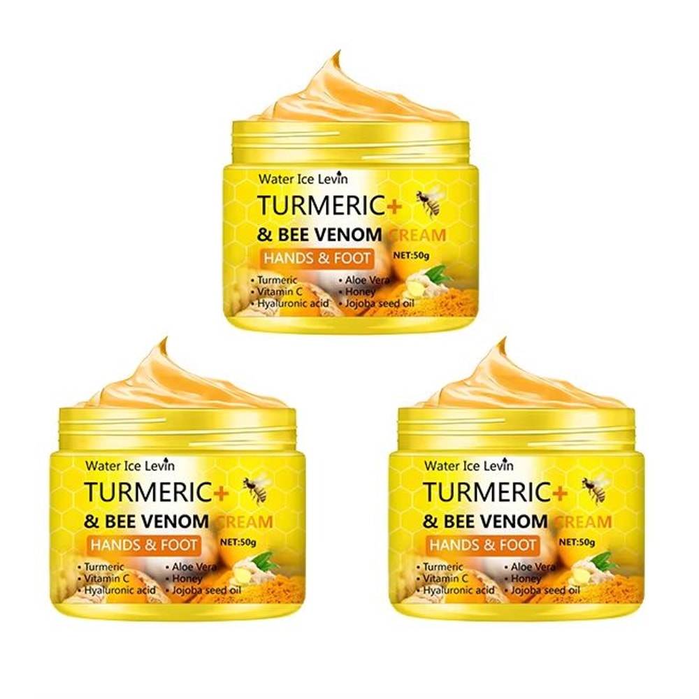 Turmeric Bee Venom AntiDrying Crack Foot Hand Repair Cream Deep Moisture Skin Renewal 8
