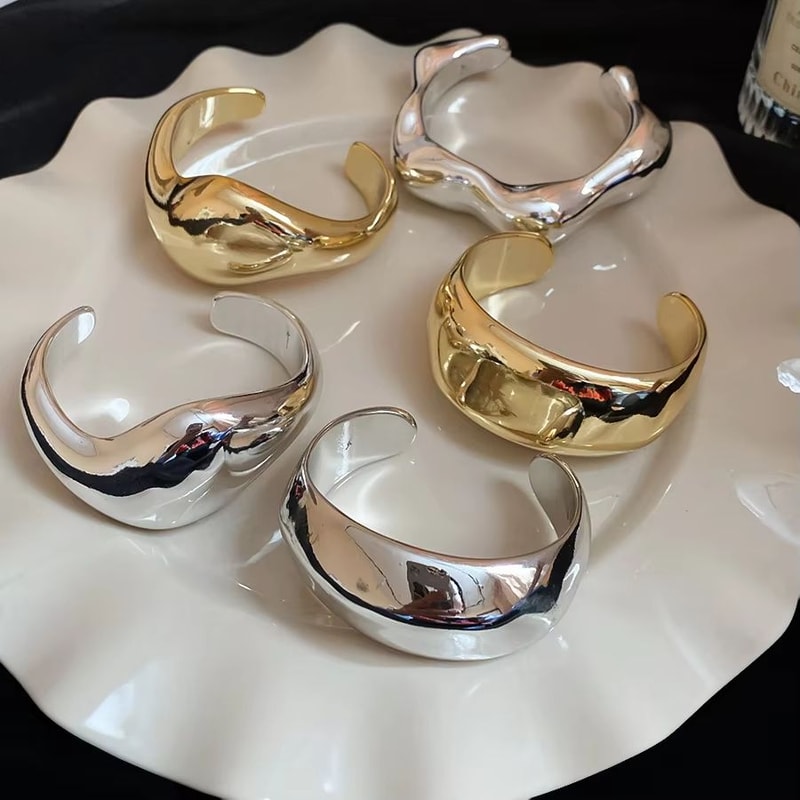 Irregular Geometric Twisted Open Bangle Bracelet For Women 1