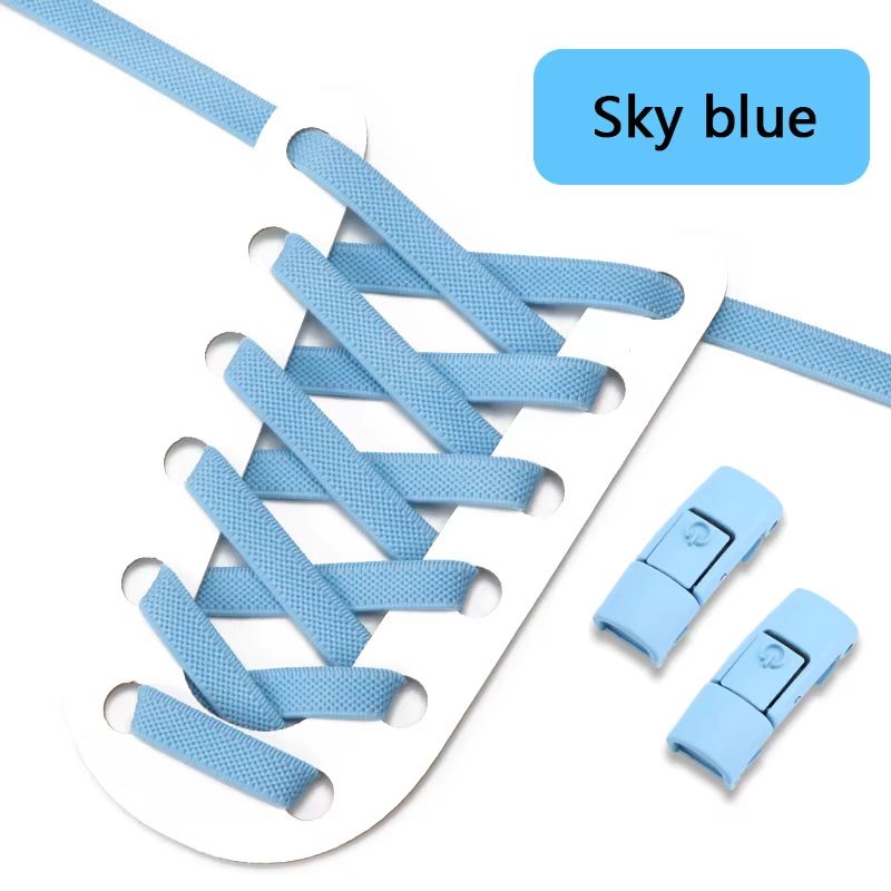 No Tie Press Lock Elastic Shoelaces 8mm Widened Flat Laces For Sneakers 9