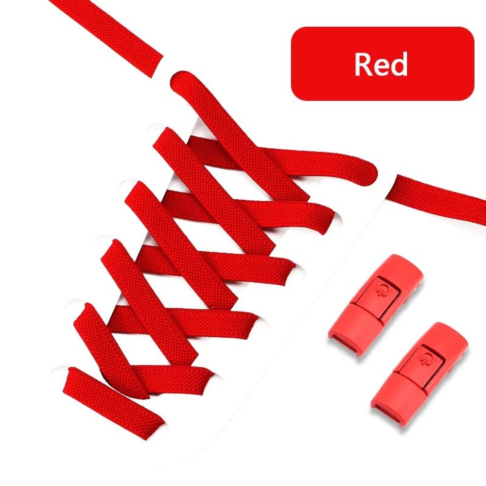 No Tie Press Lock Elastic Shoelaces 8mm Widened Flat Laces For Sneakers 12