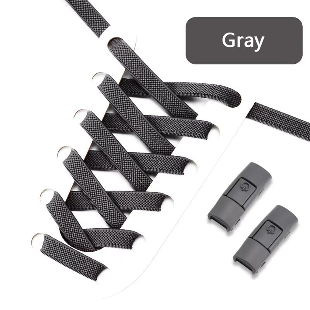 No Tie Press Lock Elastic Shoelaces 8mm Widened Flat Laces For Sneakers 15
